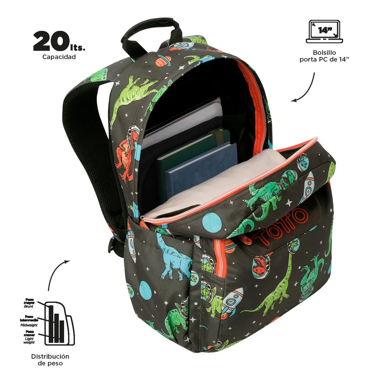 Mochila Acuarela Dino 1WE