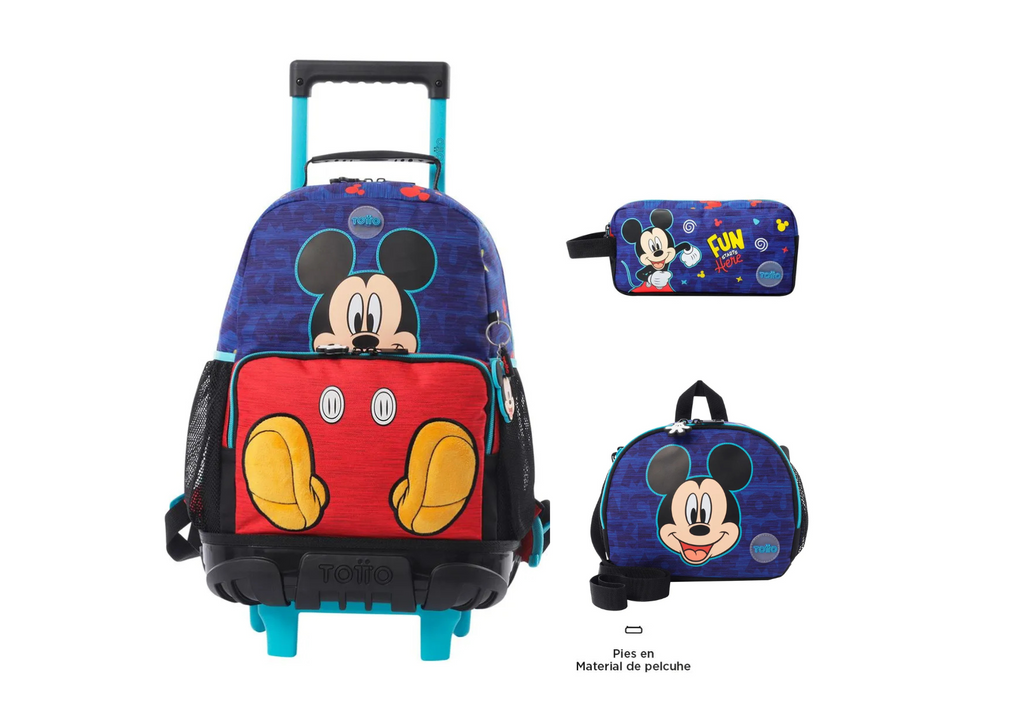 Combo Rueda, Lonchera y Cartuchera Mickey